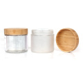 Durable 420ml 14oz round glass containers for food storage with bamboo wood lid